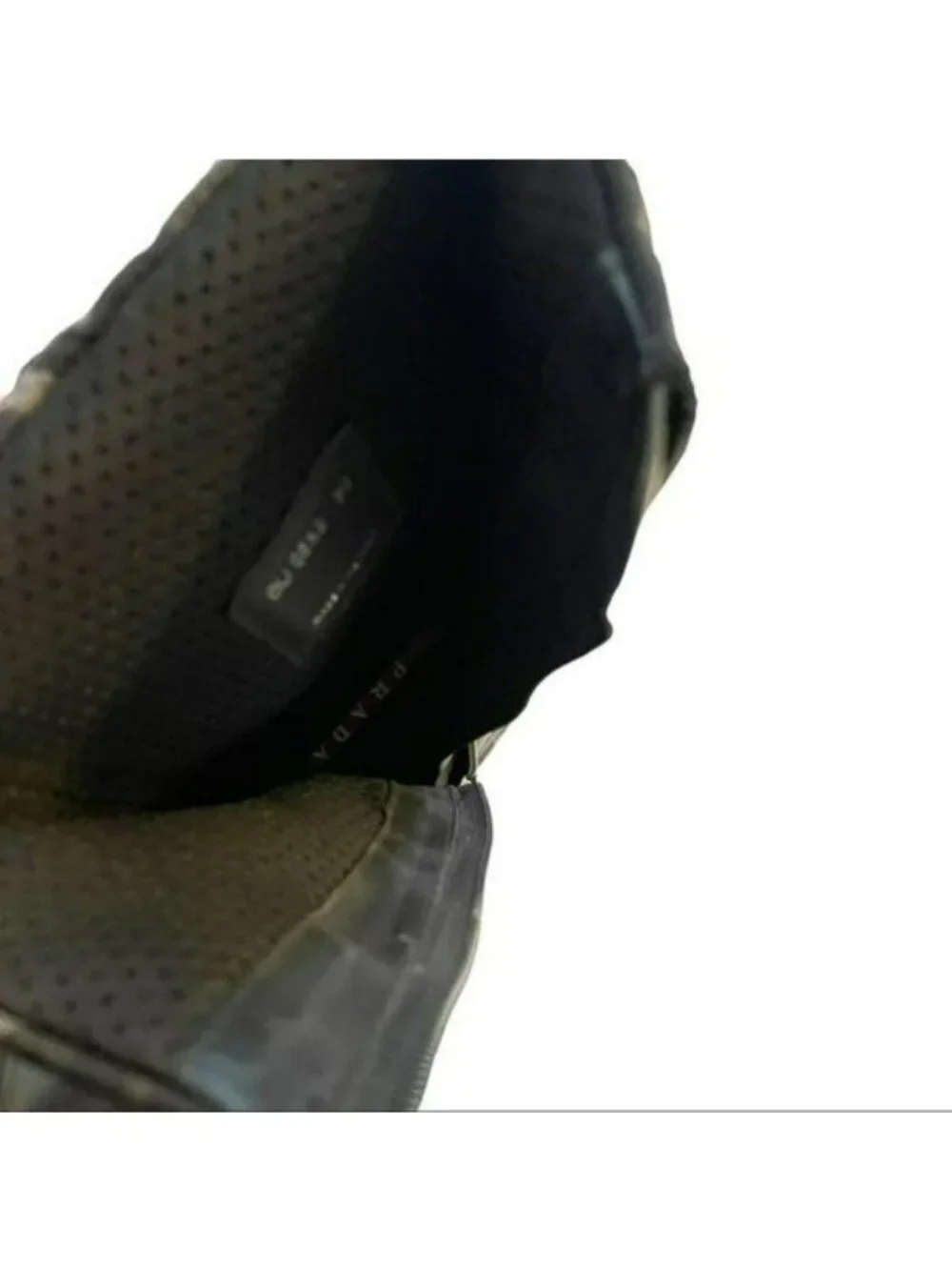Prada Shoes Nylon Camo Leather Boots Preowned Size 28 US 11